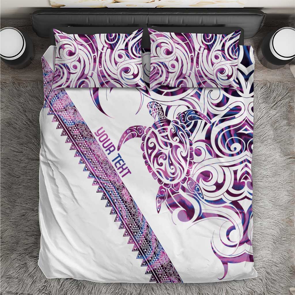Mawhero Paua shell Kowhaiwhai Taniko Personalised Bedding Set Turtle Tattoo Maori Tribal Style