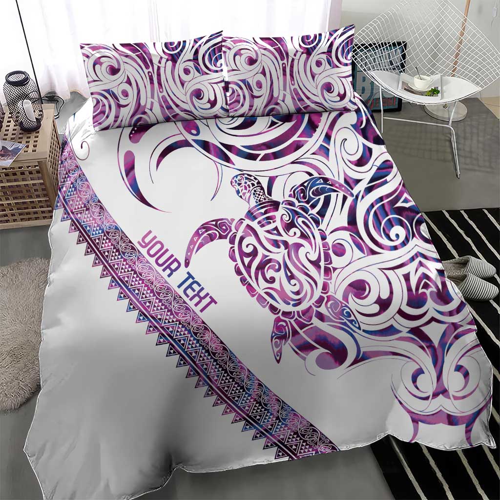 Mawhero Paua shell Kowhaiwhai Taniko Personalised Bedding Set Turtle Tattoo Maori Tribal Style