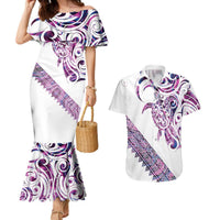 Mawhero Paua shell Kowhaiwhai Taniko Personalised Couples Matching Mermaid Dress and Hawaiian Shirt Turtle Tattoo Maori Tribal Style LT9 Pink - Polynesian Pride