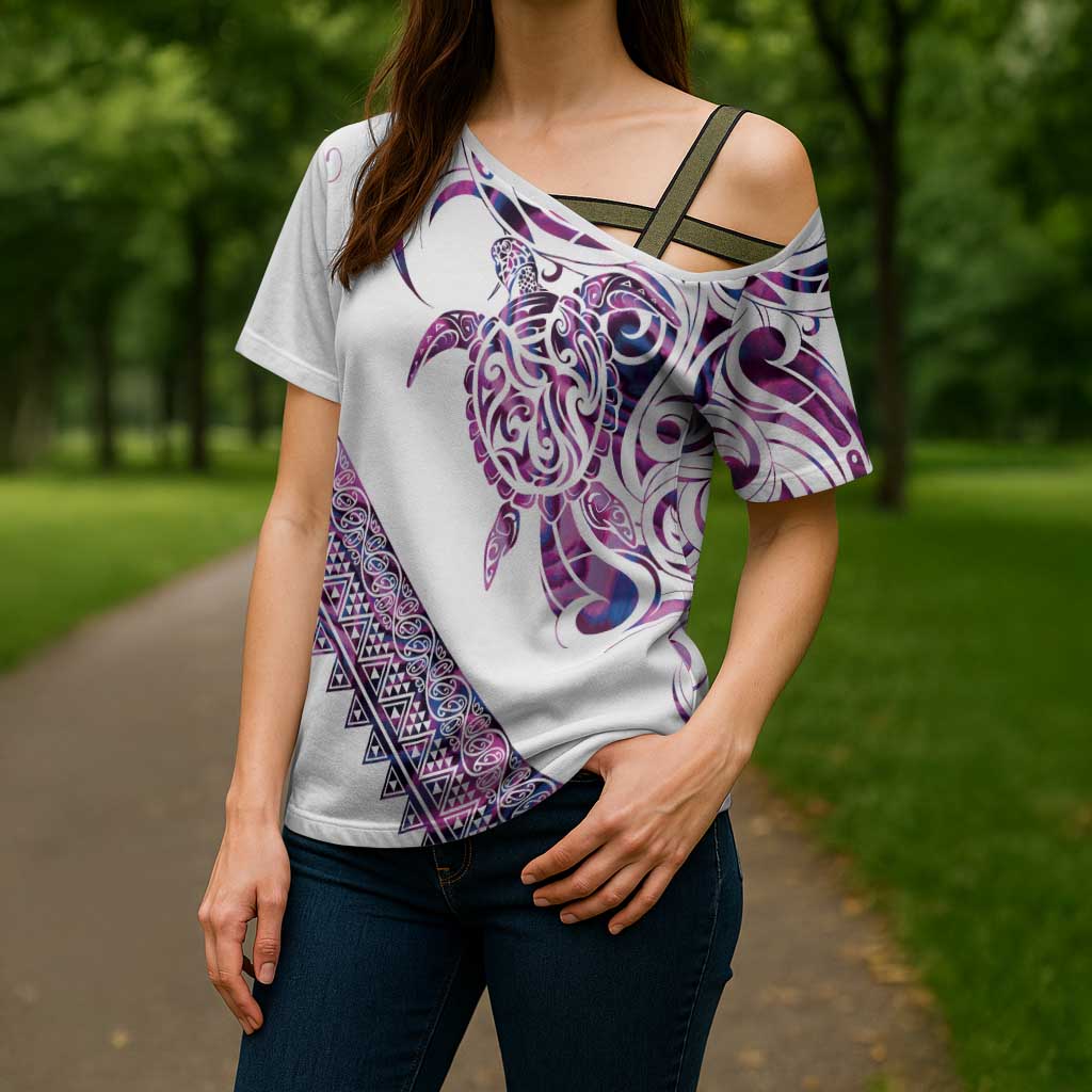 Mawhero Paua shell Kowhaiwhai Taniko Personalised Cross Shoulder Shirt Turtle Tattoo Maori Tribal Style LT9 - Polynesian Pride