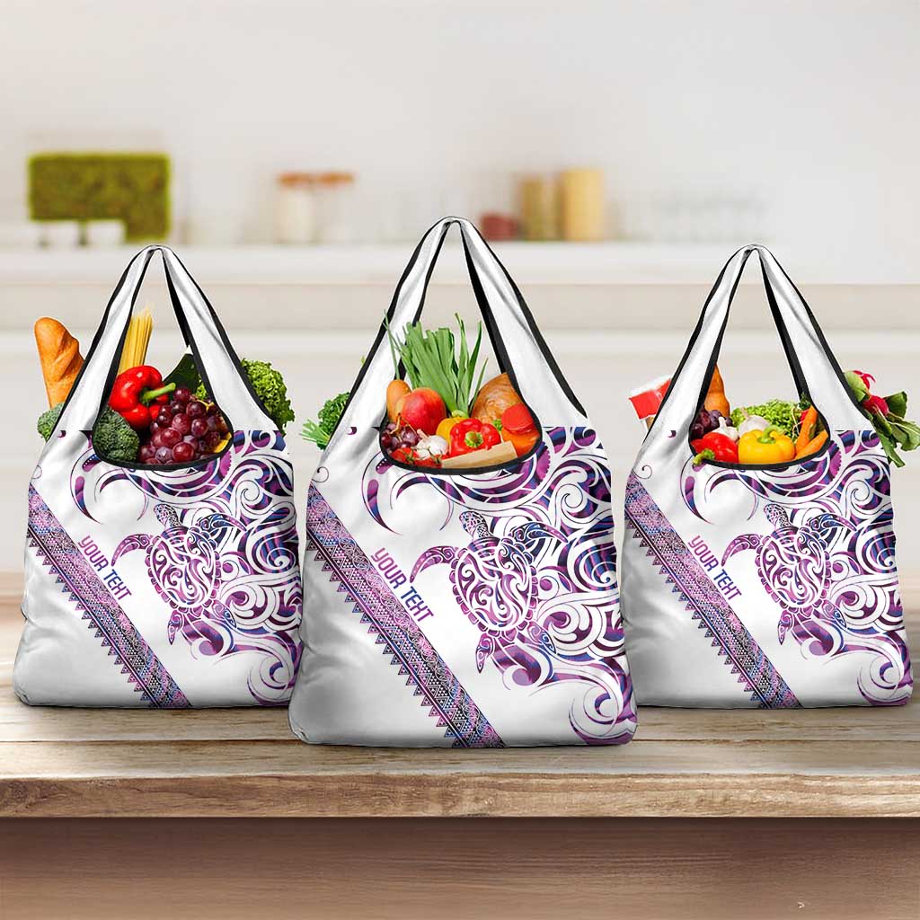 Mawhero Paua shell Kowhaiwhai Taniko Personalised Grocery Bag Turtle Tattoo Maori Tribal Style LT9 3-pack One Size Pink - Polynesian Pride