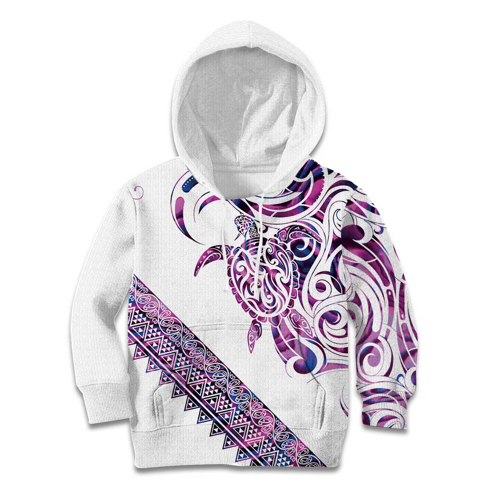 Mawhero Paua shell Kowhaiwhai Taniko Personalised Kid Hoodie Turtle Tattoo Maori Tribal Style LT9 Hoodie Pink - Polynesian Pride