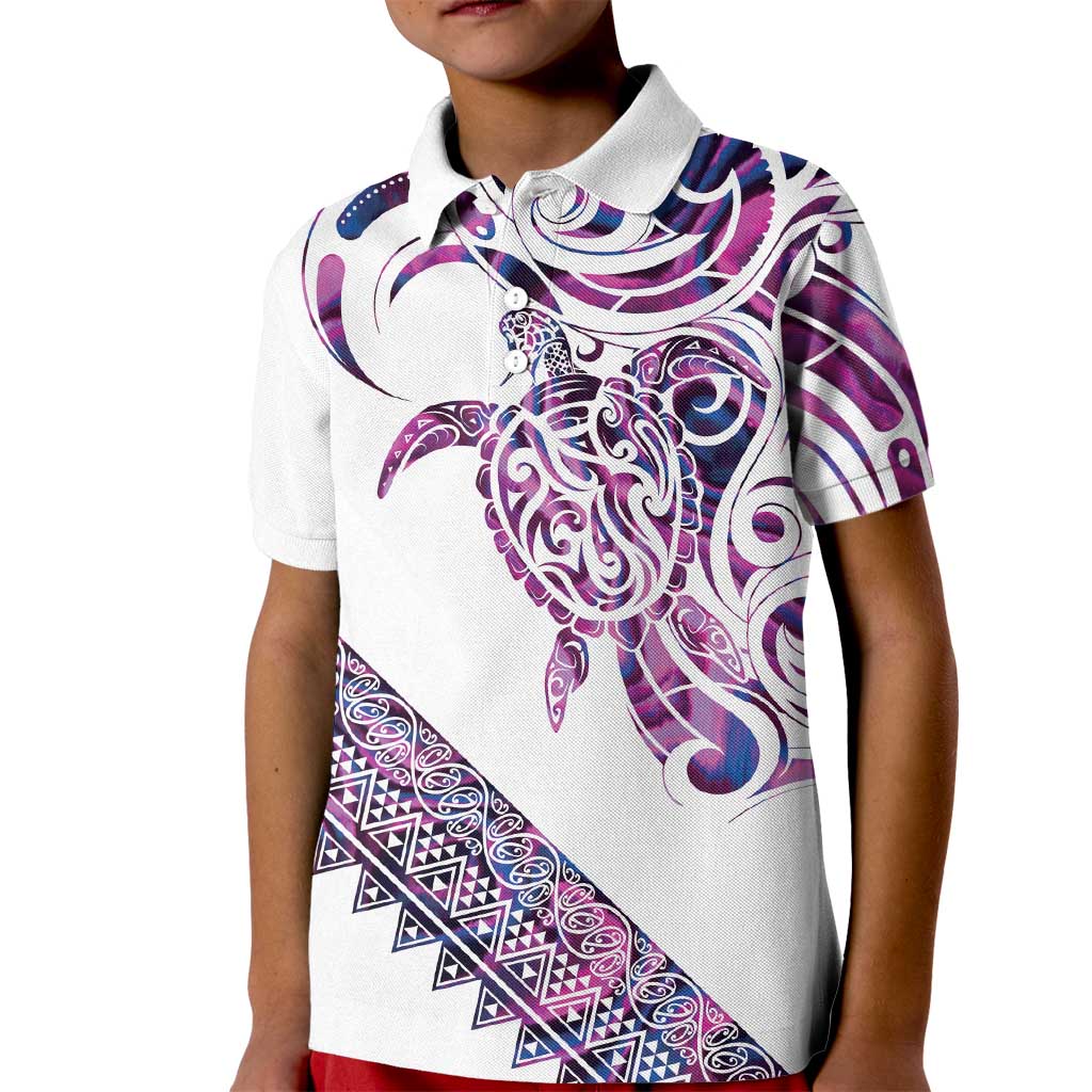 Mawhero Paua shell Kowhaiwhai Taniko Personalised Kid Polo Shirt Turtle Tattoo Maori Tribal Style LT9 Kid Pink - Polynesian Pride