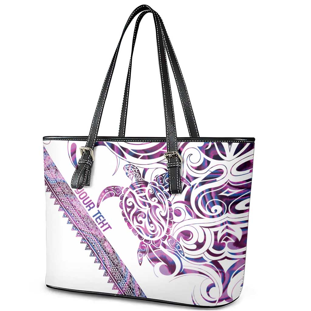 Mawhero Paua shell Kowhaiwhai Taniko Personalised Leather Tote Bag Turtle Tattoo Maori Tribal Style LT9 - Polynesian Pride