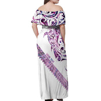 Mawhero Paua shell Kowhaiwhai Taniko Personalised Off Shoulder Maxi Dress Turtle Tattoo Maori Tribal Style LT9 - Polynesian Pride