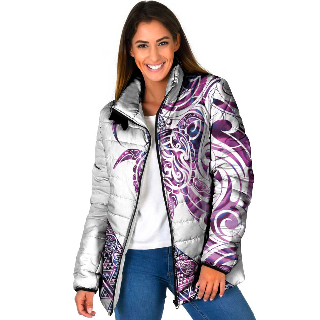 Mawhero Paua shell Kowhaiwhai Taniko Personalised Padded Jacket Turtle Tattoo Maori Tribal Style