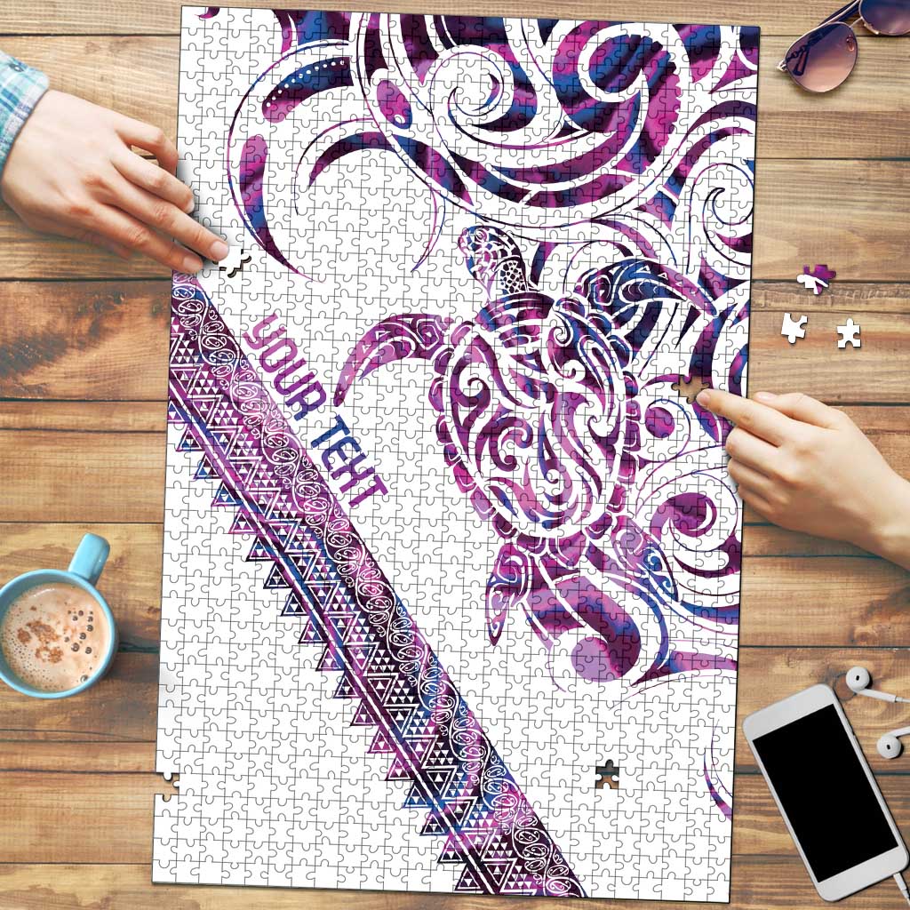 Mawhero Paua shell Kowhaiwhai Taniko Personalised Puzzle Turtle Tattoo Maori Tribal Style LT9 Pink - Polynesian Pride