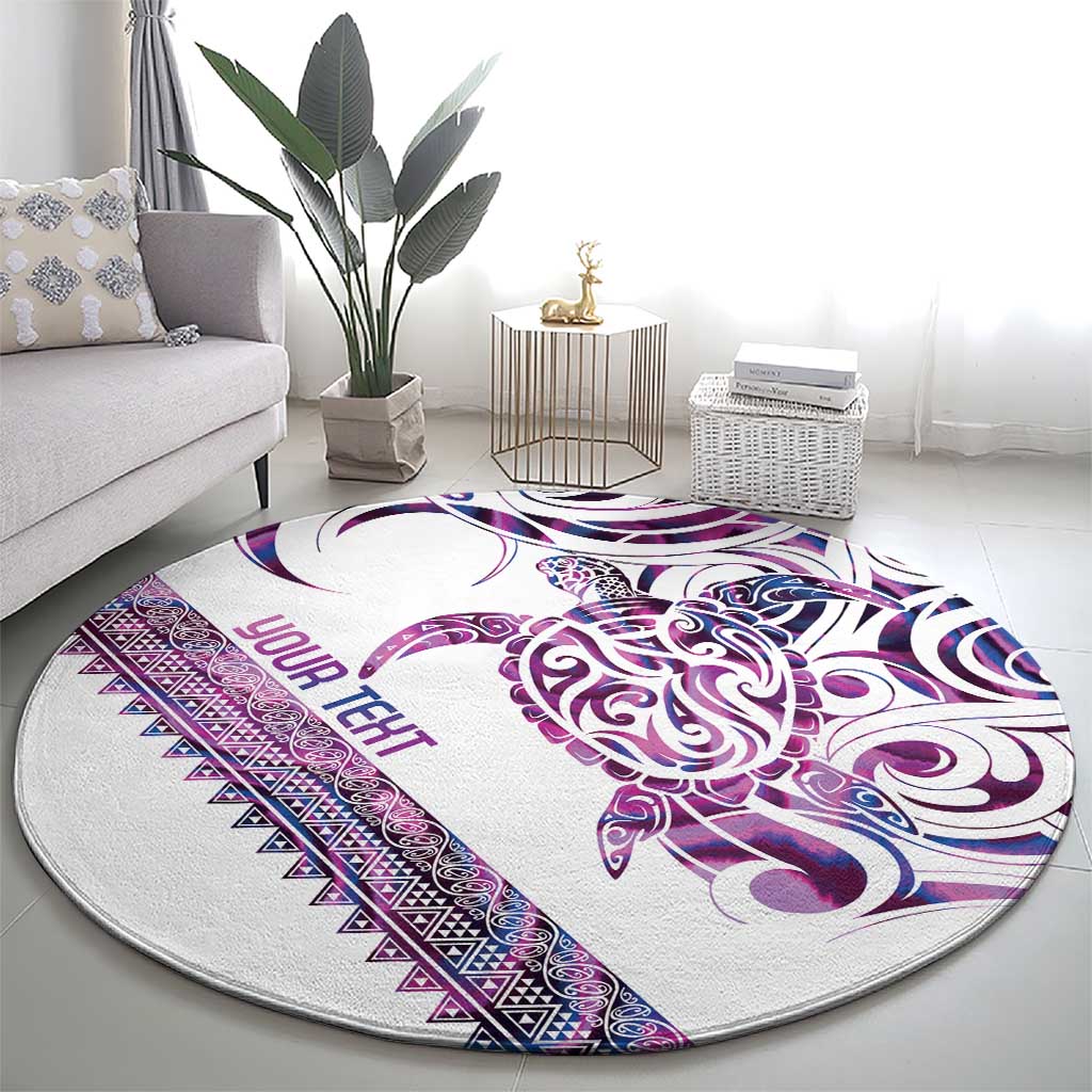 Mawhero Paua shell Kowhaiwhai Taniko Personalised Round Carpet Turtle Tattoo Maori Tribal Style