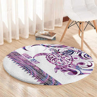 Mawhero Paua shell Kowhaiwhai Taniko Personalised Round Carpet Turtle Tattoo Maori Tribal Style