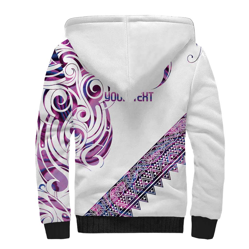 Mawhero Paua shell Kowhaiwhai Taniko Personalised Sherpa Hoodie Turtle Tattoo Maori Tribal Style LT9 - Polynesian Pride