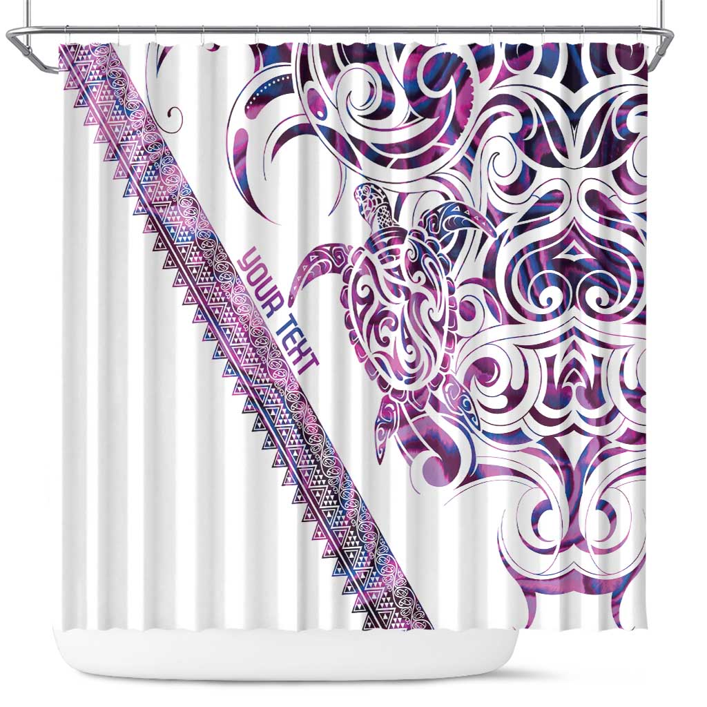 Mawhero Paua shell Kowhaiwhai Taniko Personalised Shower Curtain Turtle Tattoo Maori Tribal Style LT9 Pink - Polynesian Pride