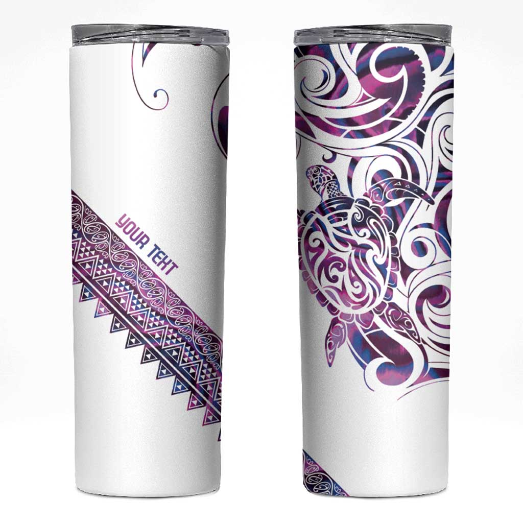 Mawhero Paua shell Kowhaiwhai Taniko Personalised Skinny Tumbler Turtle Tattoo Maori Tribal Style
