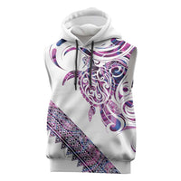 Mawhero Paua shell Kowhaiwhai Taniko Personalised Sleeveless Hoodie Turtle Tattoo Maori Tribal Style LT9 Pink - Polynesian Pride