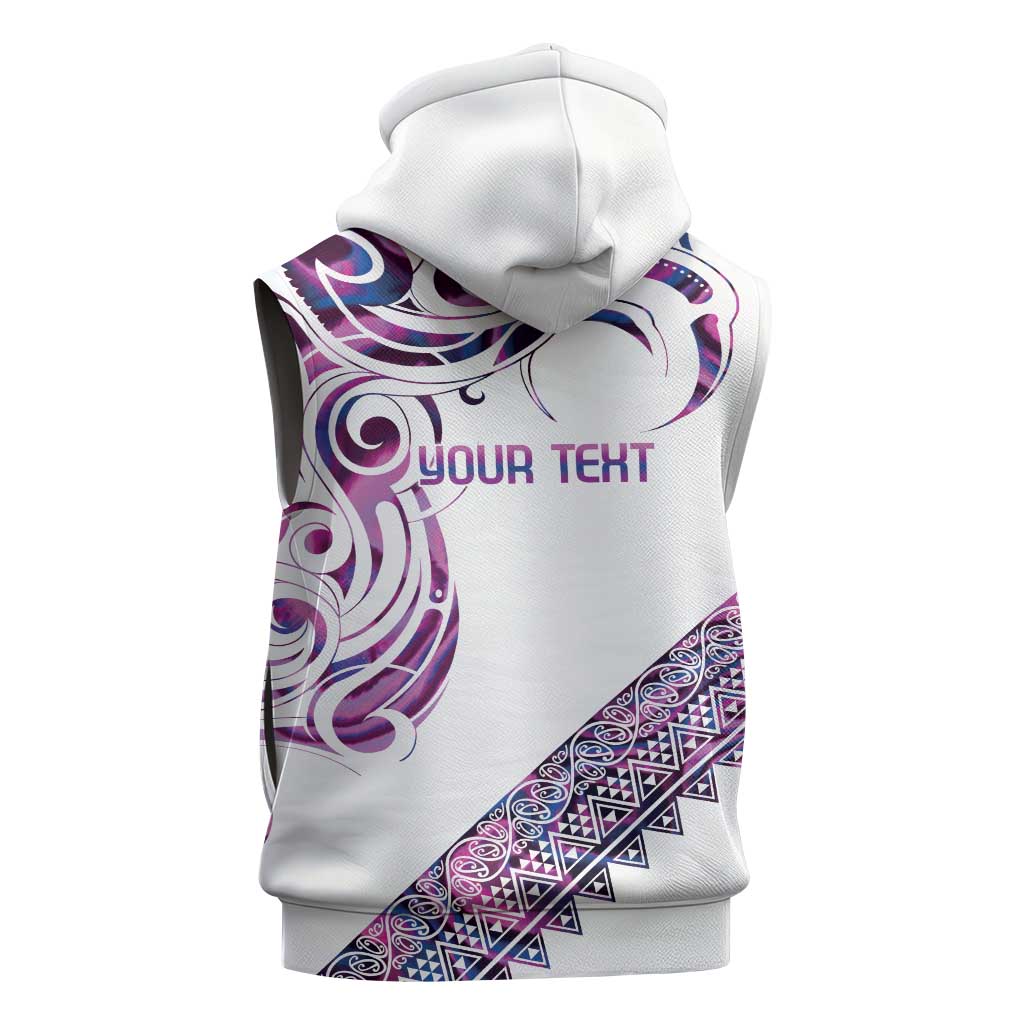 Mawhero Paua shell Kowhaiwhai Taniko Personalised Sleeveless Zip Hoodie Turtle Tattoo Maori Tribal Style LT9 - Polynesian Pride