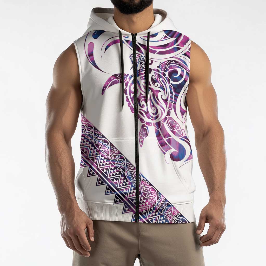 Mawhero Paua shell Kowhaiwhai Taniko Personalised Sleeveless Zip Hoodie Turtle Tattoo Maori Tribal Style LT9 - Polynesian Pride