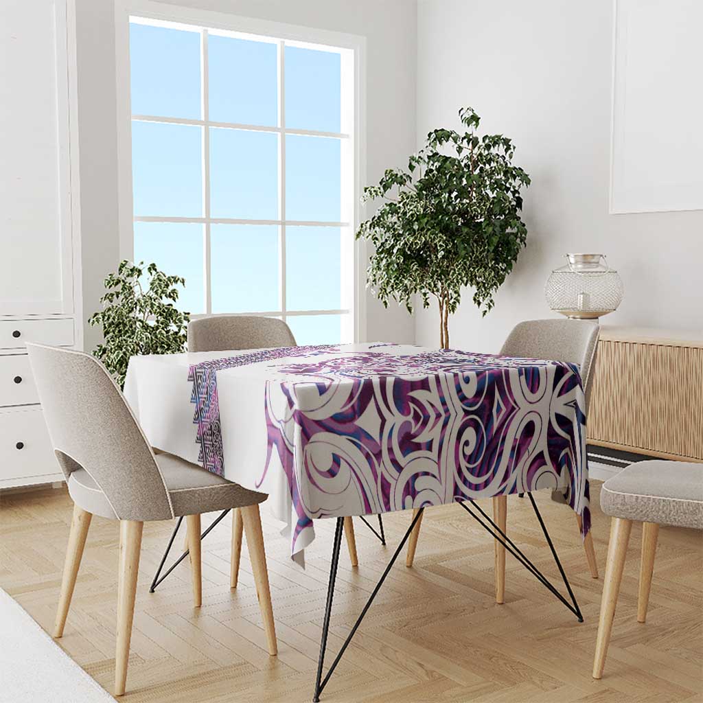 Mawhero Paua shell Kowhaiwhai Taniko Personalised Tablecloth Turtle Tattoo Maori Tribal Style