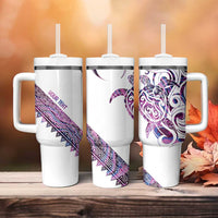 Mawhero Paua shell Kowhaiwhai Taniko Personalised Tumbler With Handle Turtle Tattoo Maori Tribal Style LT9 - Polynesian Pride