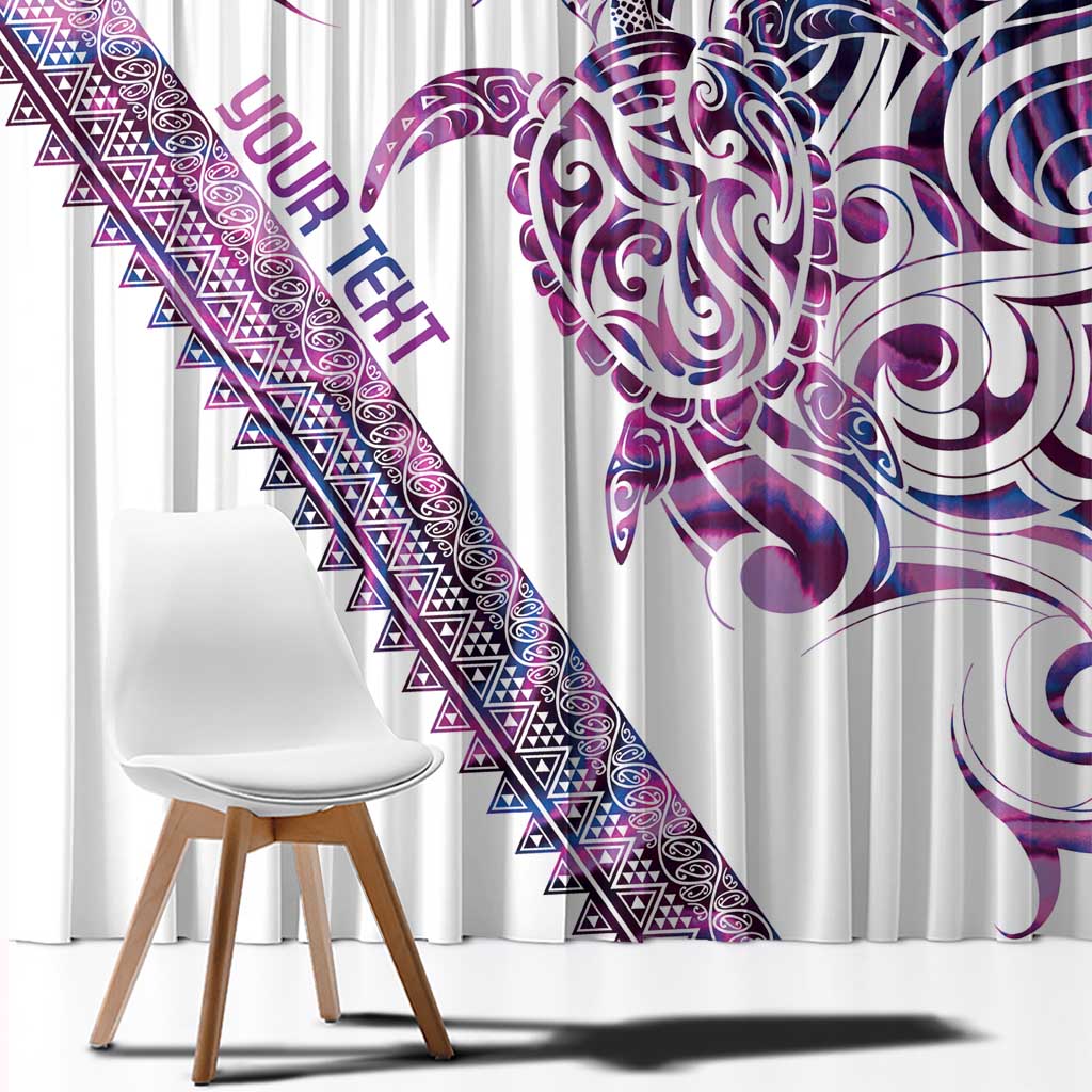 Mawhero Paua shell Kowhaiwhai Taniko Personalised Window Curtain Turtle Tattoo Maori Tribal Style