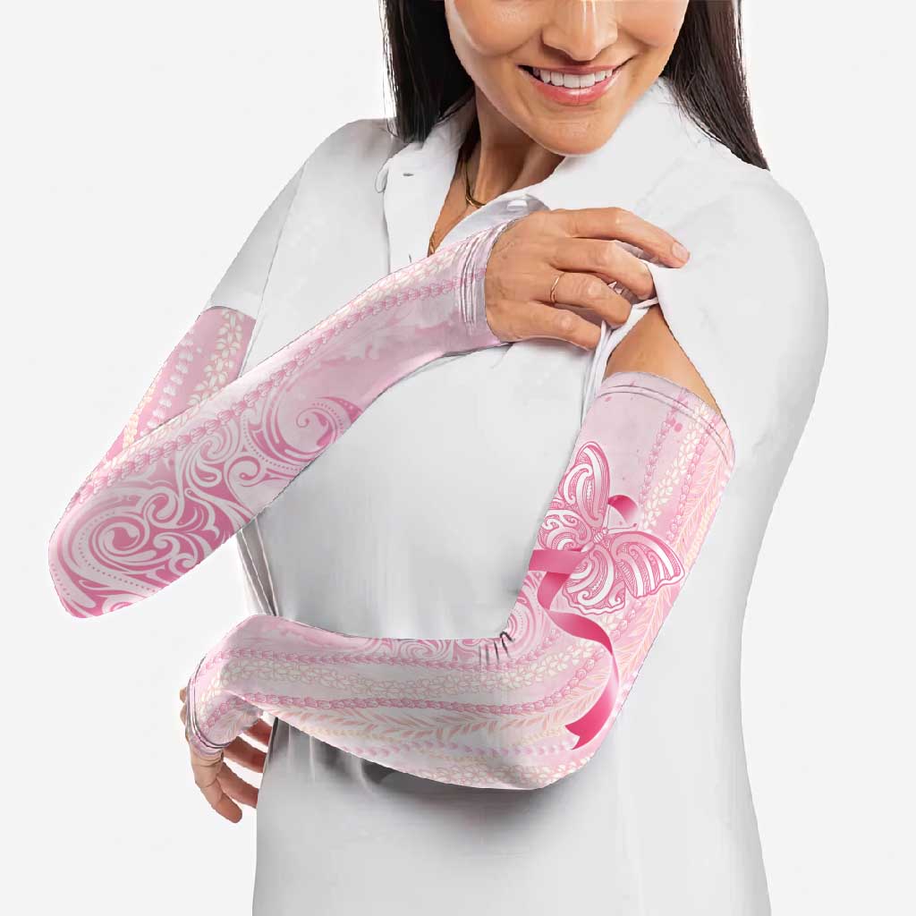 Breast Cancer Awareness Arm Sleeves Maile Pikake Lokelani Crown Flower Lei Inspired