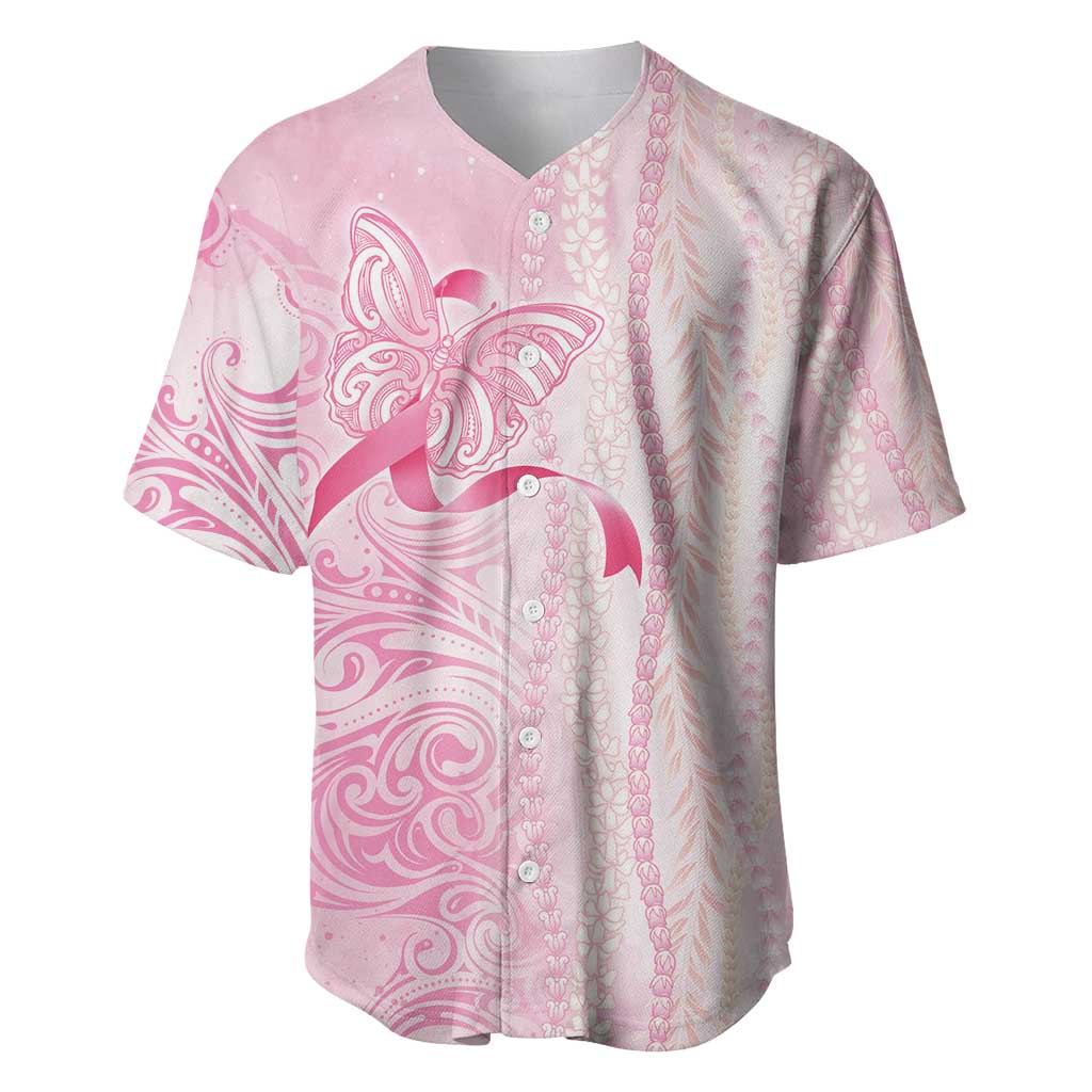 Breast Cancer Awareness Baseball Jersey Maile Pikake Lokelani Crown Flower Lei Inspired