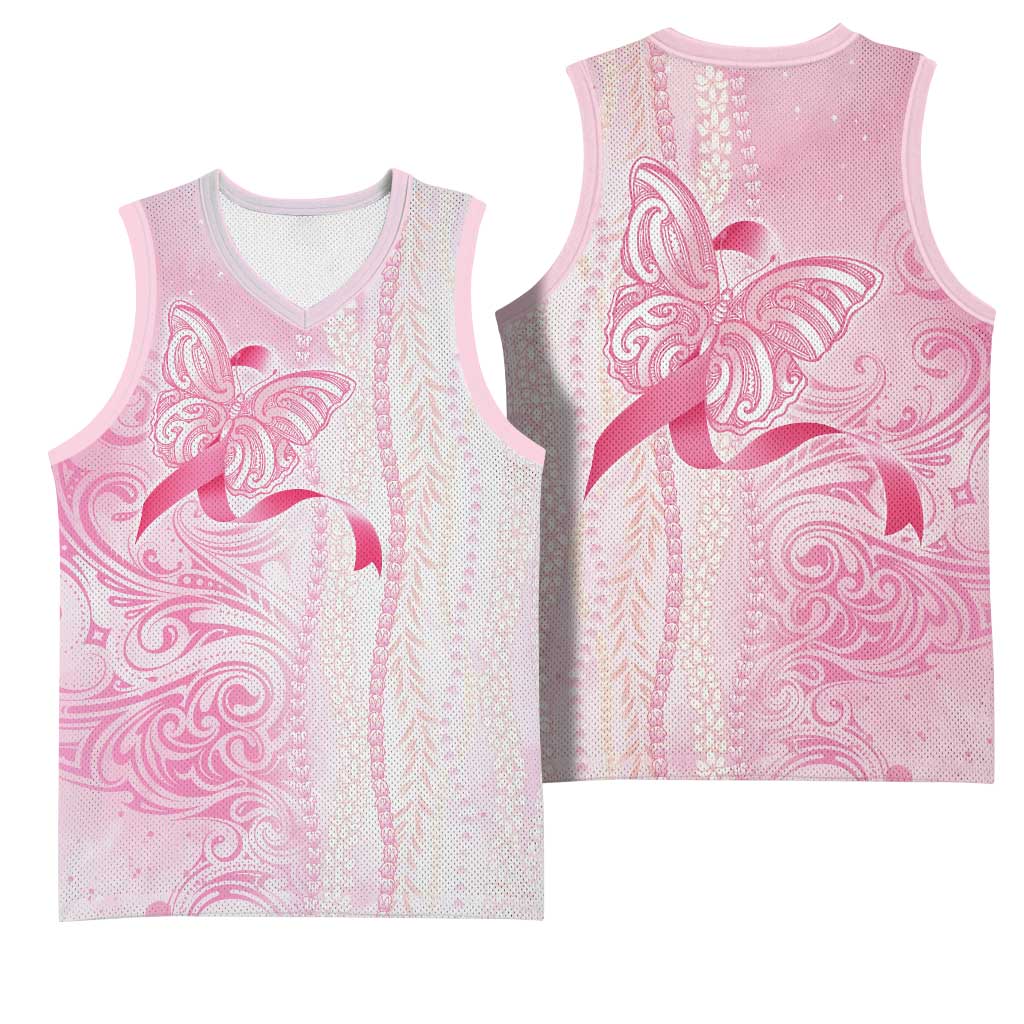 Breast Cancer Awareness Basketball Jersey Maile Pikake Lokelani Crown Flower Lei Inspired LT9 - Polynesian Pride