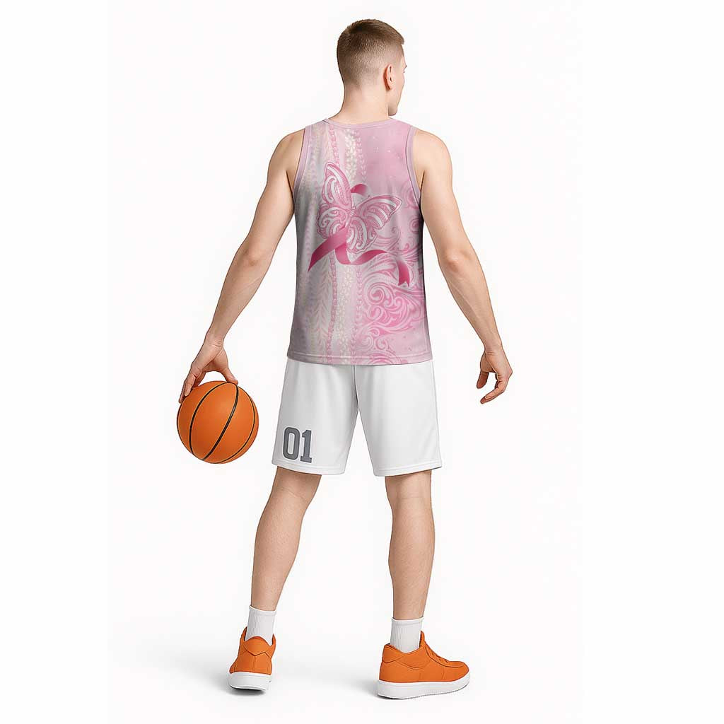 Breast Cancer Awareness Basketball Jersey Maile Pikake Lokelani Crown Flower Lei Inspired LT9 - Polynesian Pride