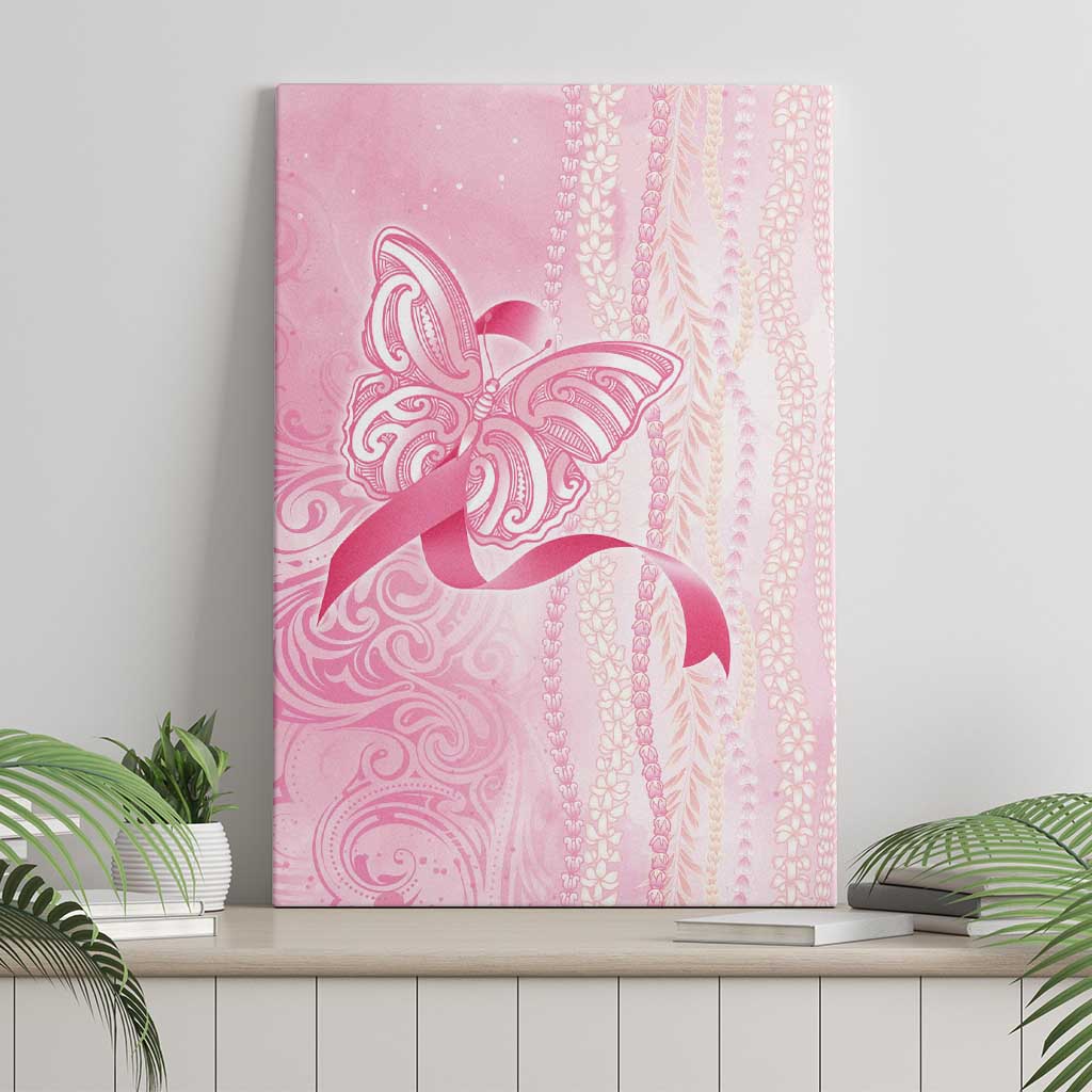 Breast Cancer Awareness Canvas Wall Art Maile Pikake Lokelani Crown Flower Lei Inspired