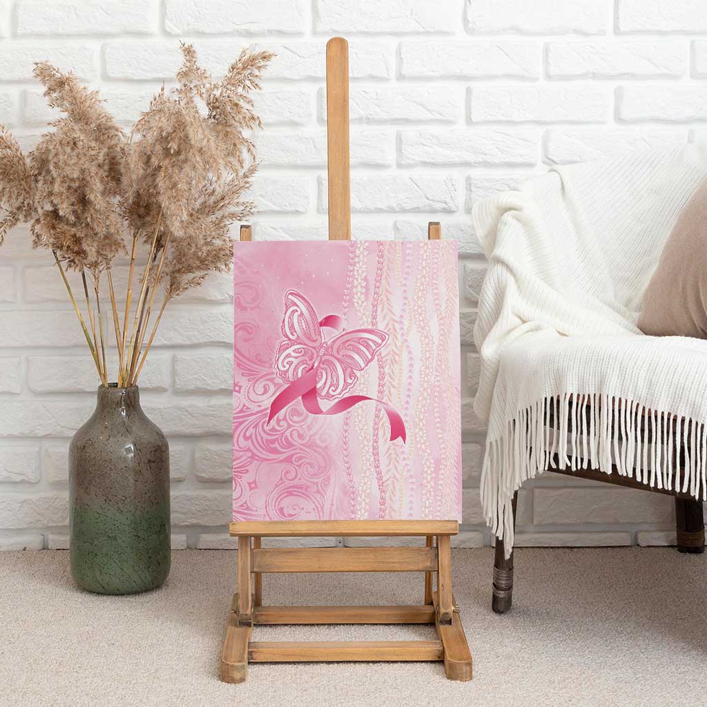 Breast Cancer Awareness Canvas Wall Art Maile Pikake Lokelani Crown Flower Lei Inspired