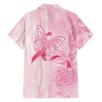 Breast Cancer Awareness Family Matching Off Shoulder Maxi Dress and Hawaiian Shirt Maile Pikake Lokelani Crown Flower Lei Inspired LT9 - Polynesian Pride