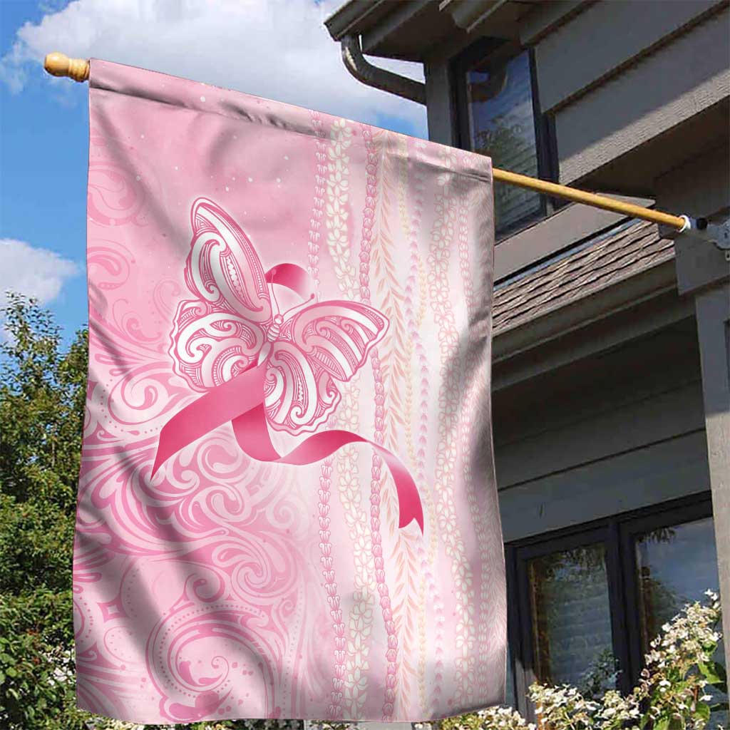 Breast Cancer Awareness Garden Flag Maile Pikake Lokelani Crown Flower Lei Inspired LT9 - Polynesian Pride