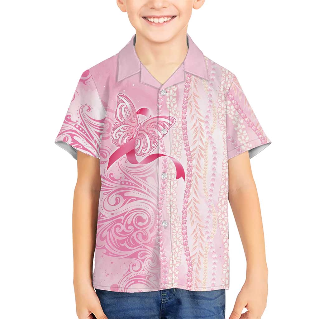 Breast Cancer Awareness Hawaiian Shirt Maile Pikake Lokelani Crown Flower Lei Inspired LT9 - Polynesian Pride