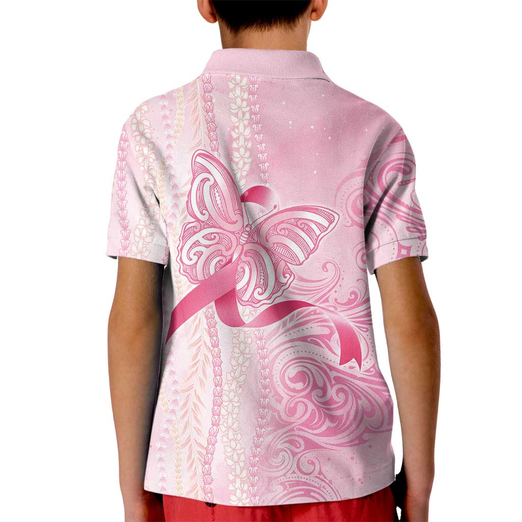 Breast Cancer Awareness Kid Polo Shirt Maile Pikake Lokelani Crown Flower Lei Inspired LT9 - Polynesian Pride