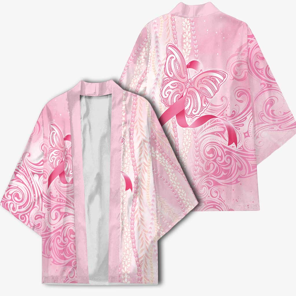Breast Cancer Awareness Kimono Maile Pikake Lokelani Crown Flower Lei Inspired