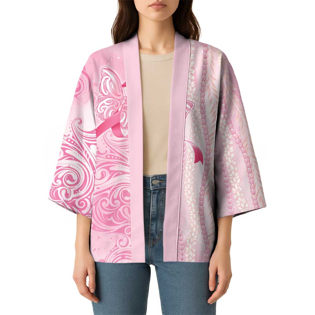 Breast Cancer Awareness Kimono Maile Pikake Lokelani Crown Flower Lei Inspired