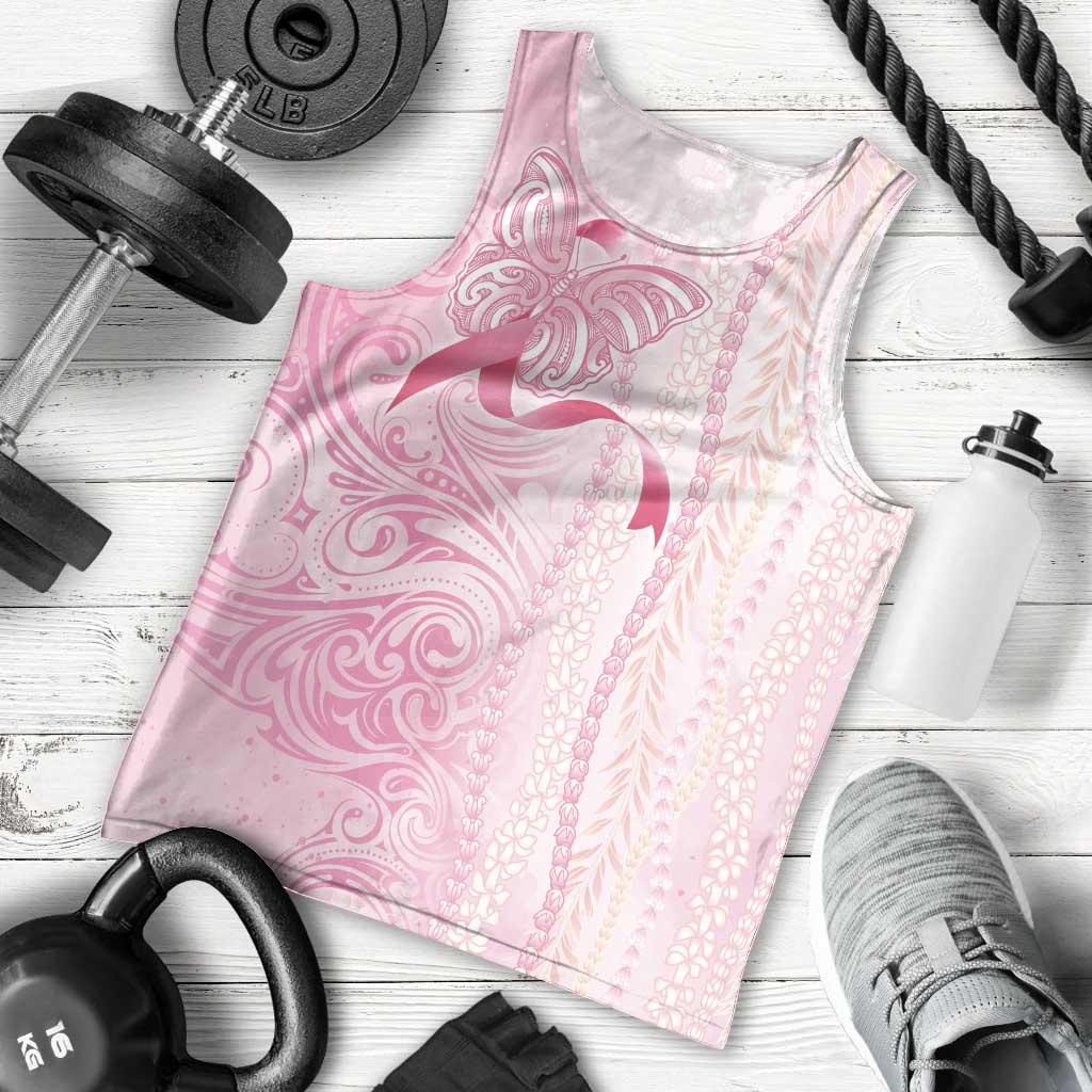 Breast Cancer Awareness Men Tank Top Maile Pikake Lokelani Crown Flower Lei Inspired LT9 - Polynesian Pride