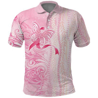 Breast Cancer Awareness Polo Shirt Maile Pikake Lokelani Crown Flower Lei Inspired LT9 Pink - Polynesian Pride