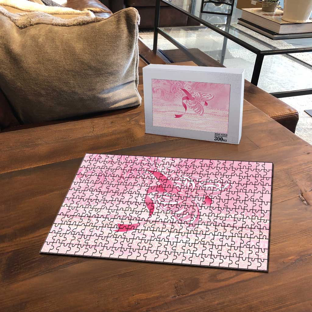 Breast Cancer Awareness Puzzle Maile Pikake Lokelani Crown Flower Lei Inspired