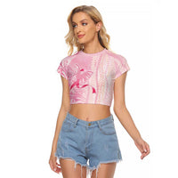 Breast Cancer Awareness Raglan Cropped T Shirt Maile Pikake Lokelani Crown Flower Lei Inspired LT9 Female Pink - Polynesian Pride
