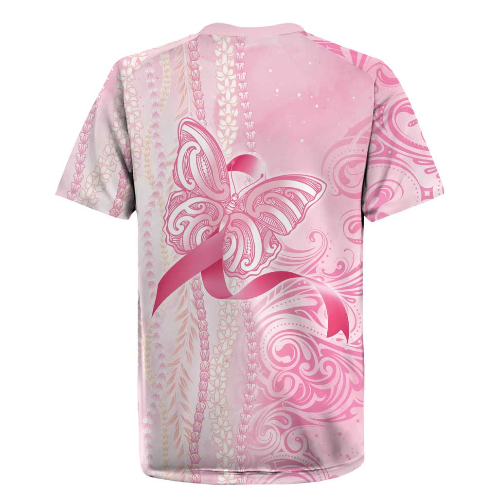Breast Cancer Awareness Rugby Jersey Maile Pikake Lokelani Crown Flower Lei Inspired