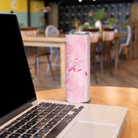Breast Cancer Awareness Skinny Tumbler Maile Pikake Lokelani Crown Flower Lei Inspired