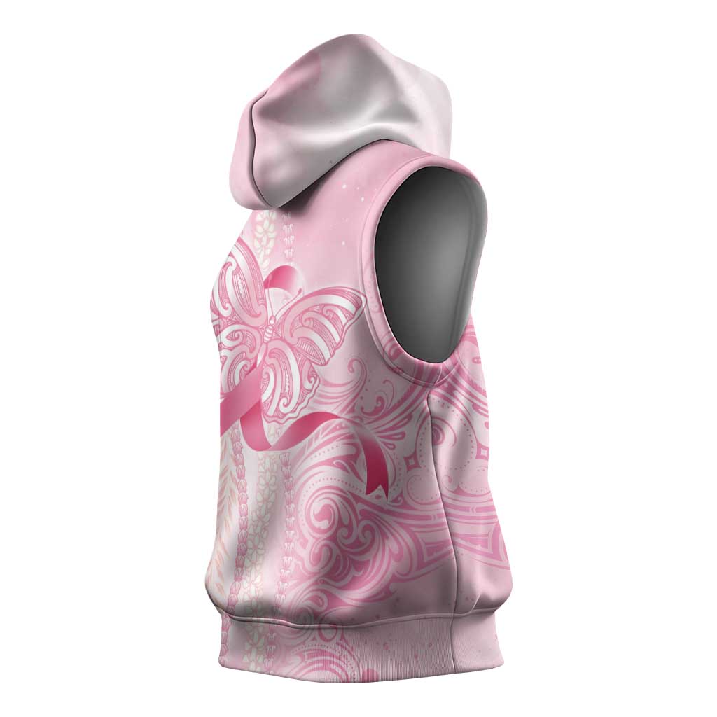 Breast Cancer Awareness Sleeveless Hoodie Maile Pikake Lokelani Crown Flower Lei Inspired LT9 - Polynesian Pride