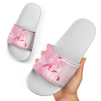 Breast Cancer Awareness Slide Sandals Maile Pikake Lokelani Crown Flower Lei Inspired