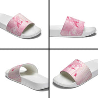 Breast Cancer Awareness Slide Sandals Maile Pikake Lokelani Crown Flower Lei Inspired