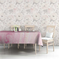 Breast Cancer Awareness Tablecloth Maile Pikake Lokelani Crown Flower Lei Inspired