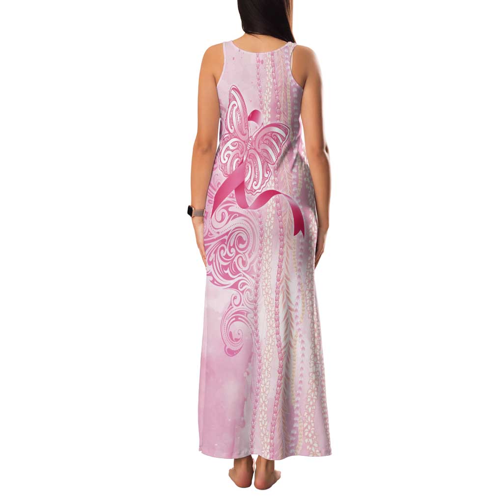 Breast Cancer Awareness Tank Maxi Dress Maile Pikake Lokelani Crown Flower Lei Inspired LT9 - Polynesian Pride