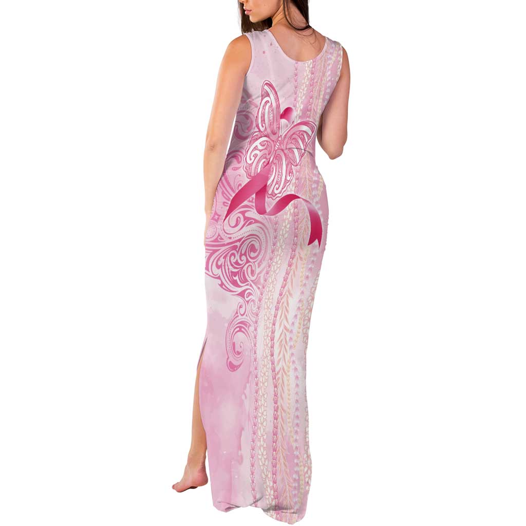 Breast Cancer Awareness Tank Maxi Dress Maile Pikake Lokelani Crown Flower Lei Inspired LT9 - Polynesian Pride