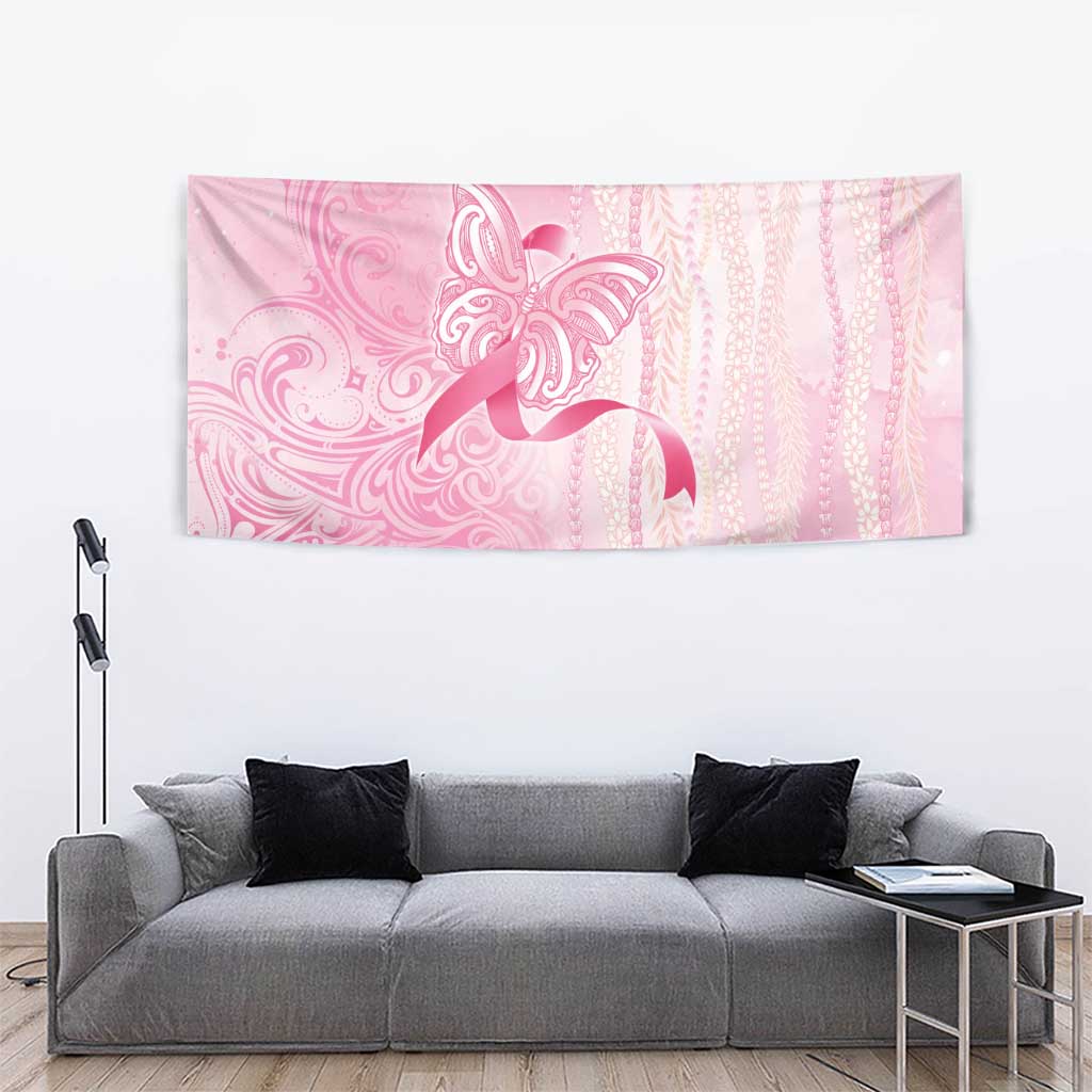 Breast Cancer Awareness Tapestry Maile Pikake Lokelani Crown Flower Lei Inspired