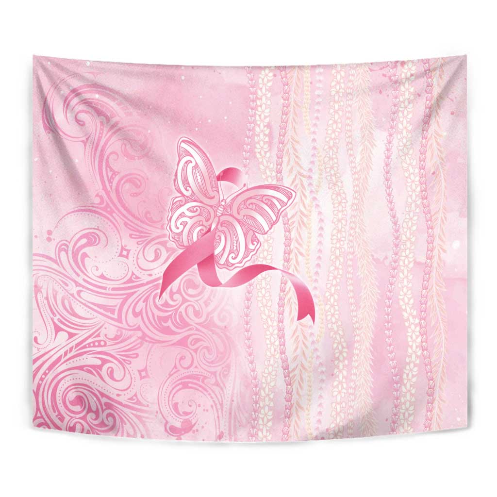 Breast Cancer Awareness Tapestry Maile Pikake Lokelani Crown Flower Lei Inspired