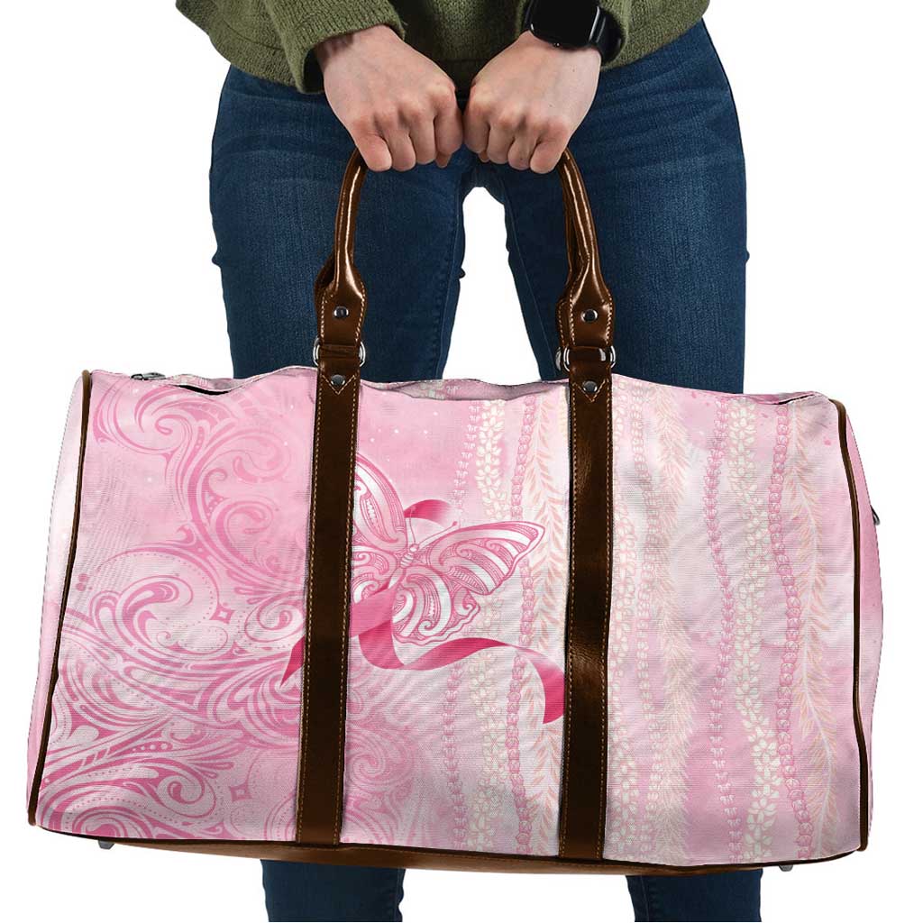 Breast Cancer Awareness Travel Bag Maile Pikake Lokelani Crown Flower Lei Inspired