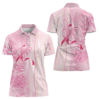 Breast Cancer Awareness Women Polo Shirt Maile Pikake Lokelani Crown Flower Lei Inspired